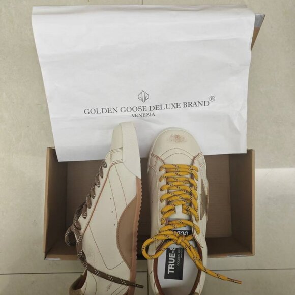 Golden Goose Cream and Brown Loafers with Yellow Accents - Picture 4 of 7